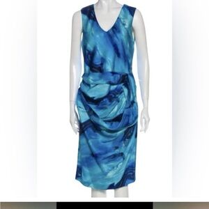Vera WANG SZ 10 Elegant Blue Marble Dress